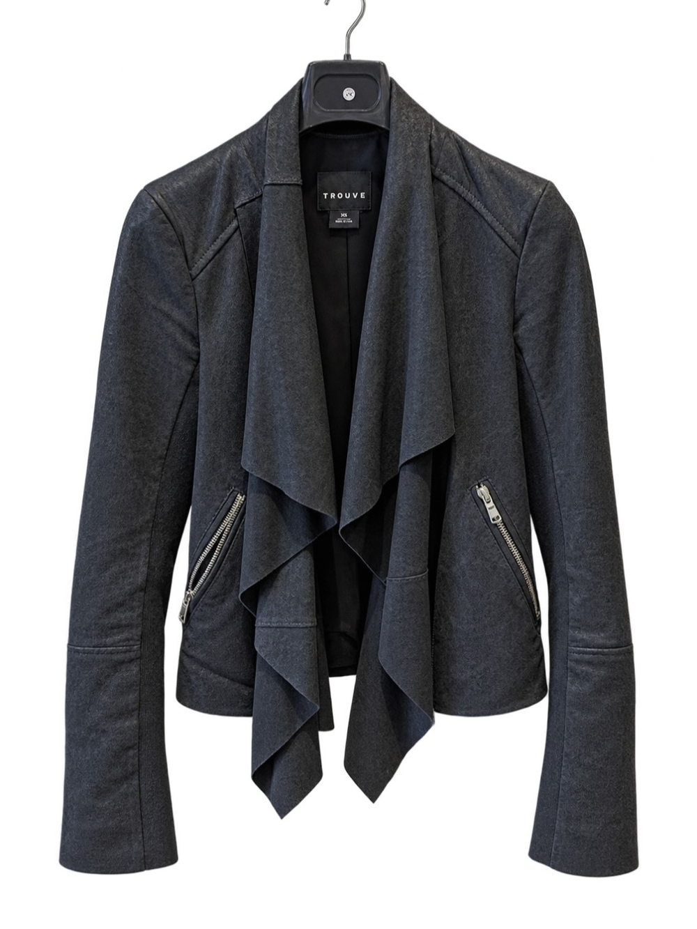 Trouve Draped Front Leather Jacket